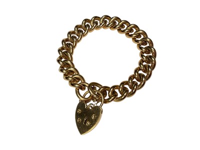 Lot 38 - Heavy 9ct gold curb link bracelet with padlock clasp (Birmingham 1996)