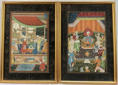 Lot 133 - Mughal School, a pair, 29cm x19cm, glazed gilt frames