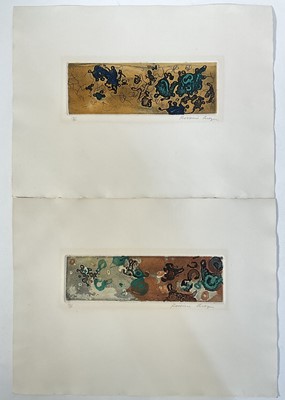 Lot 106 - Rossini Perez (1932-2000) pair signed limited edition abstract prints, both 12/30, 7.5cm x 21.5cm, unframed