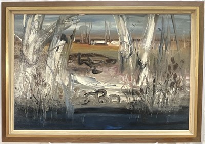 Lot 123 - Australian School, oil on canvas river landscape, 60cm x 90cm, framed