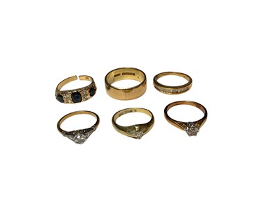 Lot 49 - Six 18ct gold rings