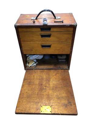 Lot 2956 - Antique watchmakers / tool chest containing precision engineering tools