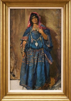 Lot 1183 - Edgar Bundy (1862-1922) oil on canvas - Portrait of a Tunisian Lady, 'Bride of Last Year', 62cm x 40cm, in gilt frame