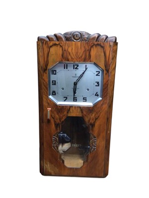 Lot 2957 - French Art Deco walnut veneered Vedette wall clock