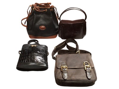 Lot 2528 - Vintage and other handbags including small brown mock croc bag by Waldybags, black mock croc bag with tassels by Stuart Weitzman, satchel style bag by Visconti, Vera Pelle etc.