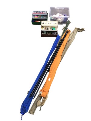 Lot 2959 - Group of fishing rods and fishing equipment to include Merit fishing rod, Daiwa fishing rod and others