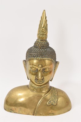 Lot 739 - Brass Buddha bust, possibly 19th century