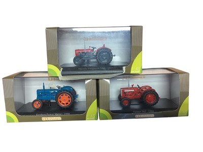 Lot 1714 - Universal Hobbies Country Collection diecast 1:43 Scale Tractors (1940s-1960s) including Fordson Power Major #6022, Valmet 565 # 6034, Ferguson TE-20 # 6001, Massey -harris Pony 820 # 6020,...