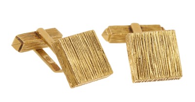 Lot 463 - Pair of Cartier 18ct gold cufflinks, signed Cartier, London import hallmarks for 1965