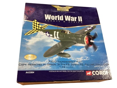Lot 1719 - Corgi The Aviation Archive 1:72 Scale diecast P-47D Thunderbolt # AA33804 & F-51D Mustang # AA27702, plus other War Planes (7)