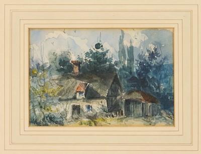 Lot 1346 - Thomas Churchyard (1798-1865) watercolour - Rural Cottage, 11cm x 15.5cm, in glazed gilt frame