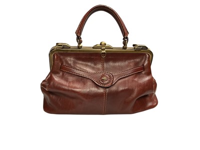 Lot 2534 - Vintage The Bridge Gladstone handbag with burnished gold tone metalware, in mid tan leather with soft dust bag.