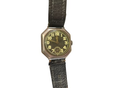 Lot 95 - First World War period silver trench wristwatch