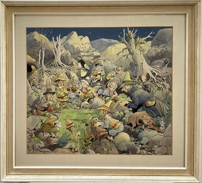Lot 225 - Frederick William Robinson (1912-1993) watercolour, Leprechauns, signed and dated 1976, 45 x 51cm, in glazed frame.