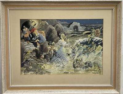 Lot 222 - Frederick William Robinson (1912-1993) watercolour, Water spirits, signed and dated 1980, 34 x 50cm, in glazed frame.