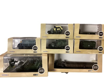 Lot 1730 - Oxford Military diecast 1: 43 Scale (x 4), 1:76 Scale (x large box 27) (x small box 28), in perspex cover boxes (59 total) (2 boxes)