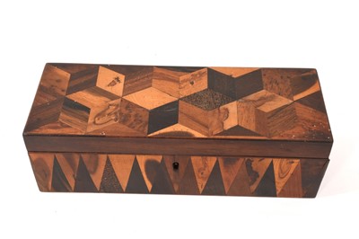 Lot 708 - Early 19th century ‘Van Dyke' parquetry Tunbridge ware inlaid box with specimen wood inlay