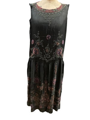 Lot 2544 - 1920s black beaded silk Flapper dress.