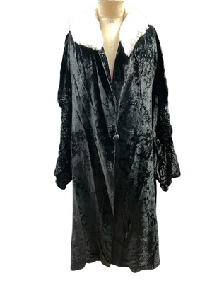 Lot 2547 - 1920s / 30s evening jackets black crushed velvet with bell shaped cuffs and black lace jacket with velvet bows sheer black cropped top and black satin slip and petticoar.