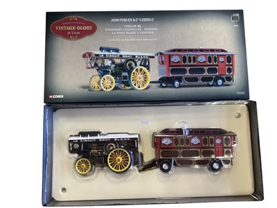 Lot 1737 - Corgi Vintage Glory Limited Edition 1:50 Scale diecast team Engines including Fowler B6 Showman's Loco "Onward" - Le Mont Blanc & Caravan # 80110, Garrett 4CD Road Tractor, Trailers & L...