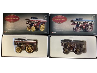 Lot 1738 - Corgi Vintage Glory Limited Edition 1:50 Scale diecast Steam Engines including Garrett Road Tractor & Flatbed Trailer - Anker Valley # 80307, Garrett Bedford TK Low Loader & Garrett Trac...