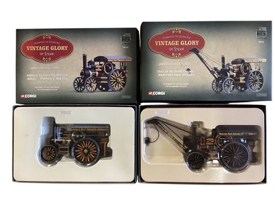 Lot 1739 - Vintage Glory Limited Edition 1:50 Scale diecast Steam Engines including Fowler B6 Crane Engine - Marston Road Services # 80112, Fowler B6 Road Engine - Lafayette War dept. # 80109, Fowler B6 Ro...