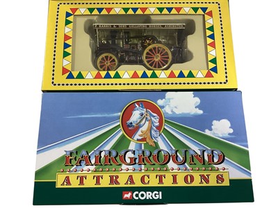 Lot 1741 - Corgi Vintage Glory Premium Edition 1:50 Scale diecast Steam Engine Garrett 4CD Tractor & Trailer - War Department CC20302 and Corgi Fairground Atrractions Fowler Showman's Loco CC20103 &...