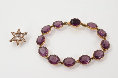 Lot 439 - Victorian amethyst paste bracelet, and a Victorian paste star brooch (2)