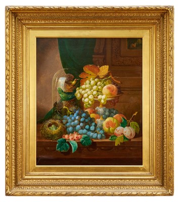Lot 1101 - John Wainwright, 1860s oil on canvas - Still Life with Fruit and Birds Nest, signed and dated 1869, 61cm x 51cm, in gilt frame