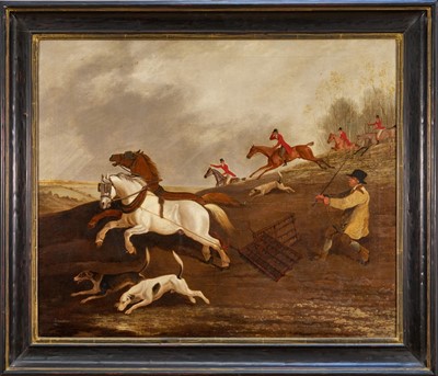 Lot 1373 - Edwin Cooper of Beccles (1785-1833) oil on canvas - The Startled Plough Team, signed and dated 1827, 63cm x 76cm, in ebonised frame