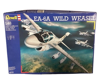 Lot 1755 - Revell 1:48 Scale model aircraft Gruman EA-6A Wild Weasel # 4570, 1:72 Scale Grumman A-10A Thunderbolt II & BAC Lightning F6 # 04131 and Heller 1:48 Scale Republic F-48F Thunderstreak # 554,...