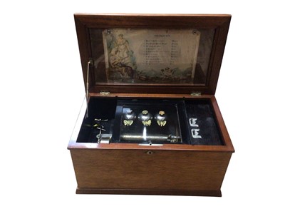 Lot 2969 - Swiss music box with ten airs in a oak box measuring 36cm wide, requiring maintenance