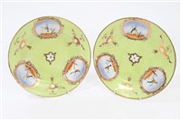 Lot 112 - Pair early 19th century Coalport green ground...