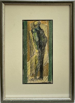 Lot 178 - Joseph Rabstein (1881-1969) crayon and charcoal on paper, abstract figure, 19cm x 9cm, glazed frame