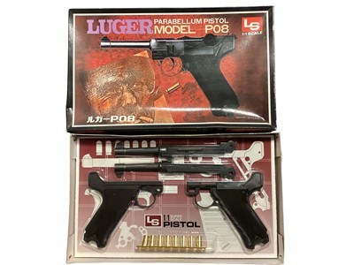 Lot 1759 - Selection of model aircraft kits including Reichenberg Re IV, German Missiles and others, plus 1:1 Scale Luger and Guillow's Cessna 150 wooden kit No.309 (1 box)