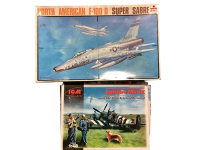Lot 1760 - Selection of model aircraft kits, assorted weapons and San Francisco Cable Car, all boxed (1 box)