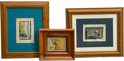 Lot 61 - Joseph Rabstein (1881-1969) three abstract works, mixed media, the largest 8cm x 12cm, glazed frames (3)