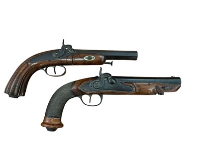 Lot 996 - Two 19th century Continental percussion traveling pistols