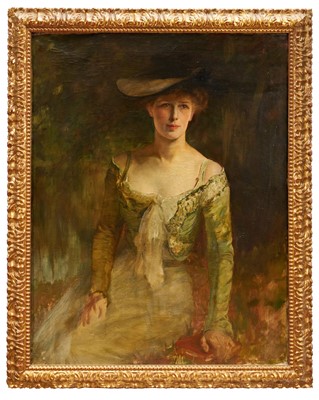 Lot 1258 - Manner of John Singer Sargent (1856-1925) oil on canvas - Portrait of an Elegant Lady, 91cm x 71cm, in gilt frame