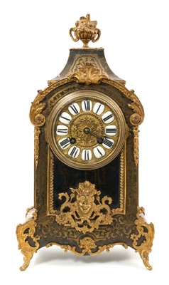 Lot 653 - 19th century French tortoiseshell Boulle work mantel clock