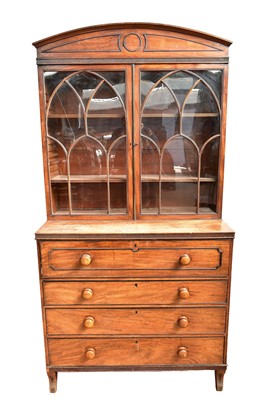 Lot 1445 - Regency mahogany secretaire bookcase