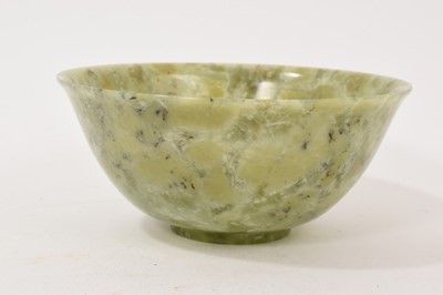 Lot 707 - Chinese Spinach jade bowl, 10.6cm in diameter