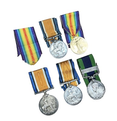 Lot 702 - Group of First World War campaign medals comprising War and Victory medals named to 655807 PTE. A. J. Wainwright. 21 - Lond. R., War medal
