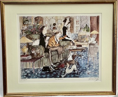 Lot 126 - Sue Macartney Snape (b. 1957) signed limited edition print, 'The Punters', 253/600, 35cm x 44cm, glazed frame