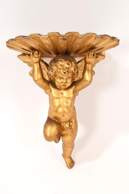 Lot 736 - 19th century Florentine carved gilt gesso wall bracket with angel support