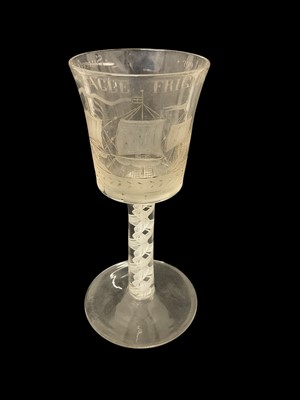 Lot 29 - Early 20th century reproduction wine glass ‘Success to the Privateer‘