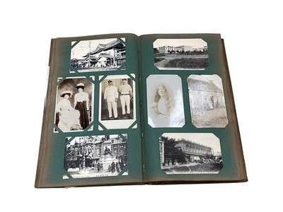Lot 1121 - Edwardian postcard album including very early aircraft at Hendon and RMS Mauritania at Fishguard