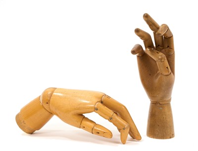 Lot 706 - Two vintage artist’s wooden articulated hands