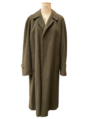 Lot 2575 - Men's vintage Saks Fifth Avenue Cardinal of Canada 100% cashmere bottle green overcoat size 44R, plus a Pierre Cardin black dinner suit chest 52R, 42R trousers, Mr Harry tailcoat size 50R, Mag...
