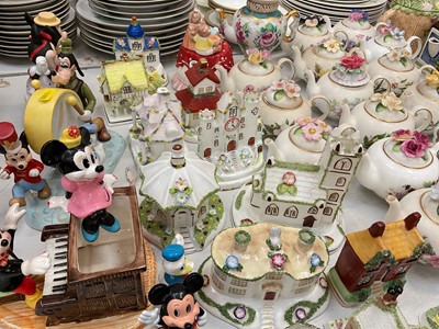 Lot 5055 - Collection of Coalport pastel burners, novelty teapots, Disney ornaments etc